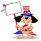 Cartoon Dog on 4th July