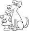 Cartoon dog animal character with his bust coloring page
