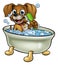 Cartoon Dog in the Bath