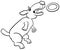 Cartoon dog catching a ring toss toy coloring page