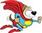 Cartoon dog dressed as a super hero.