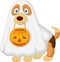 Cartoon Dog dressed up as a spooky ghost