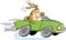 Cartoon dog driving a car