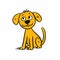 Cartoon Dog Illustration: Yellow, Clean, And Sharp Inking Style