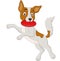 Cartoon dog playing flying disc