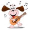 A cartoon dog playing a guitar