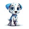 Cartoon dog robots. T-Shirt, Sticker. Funny cyborg. AI Generated