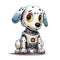 Cartoon dog robots. T-Shirt, Sticker. Funny cyborg. AI Generated