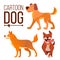 Cartoon Dog Set Vector. Funny Puppy Beasts. Happy Pet. Flat Isolated Illustration