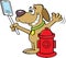 Cartoon dog taking a selfie with a fire hydrant.