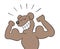 Cartoon the dog is very strong and shows biceps, vector illustration