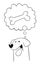 Cartoon dog wants bone, vector illustration