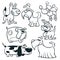 Cartoon dogs outlined. Vector illustrations of funny dogs