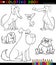 Cartoon Dogs or Puppies for Coloring Book