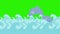 Cartoon Dolphins Jumping Between the Sea Waves on a Green Screen
