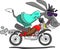 Cartoon donkey driving a  motorbike vector illustration