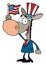 Cartoon donkey waving an american flag