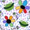 Cartoon doodle animals seamless frogs and flower pattern for fabrics and wrapping paper and summer party accessories