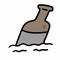 cartoon doodle chemical bottle on the sea