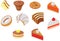 Cartoon doodle color cafe cookie cake cute dessert flat icon