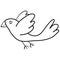 Cartoon doodle flying bird isolated on white background.