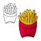 Cartoon doodle French fries. Design element. Vector illustration isolated on a white background.