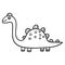 Cartoon doodle linear dinosaur, stegosaurus isolated on white background.