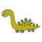 Cartoon doodle linear dinosaur, stegosaurus isolated on white background.