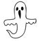 Cartoon doodle linear ghost isolated on white background. Happy Halloween.