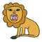 Cartoon doodle linear lion roaring