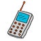 Cartoon doodle linear retro mobile phone isolated