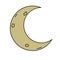 Cartoon doodle moon, crescent isolated
