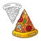 Cartoon doodle pizza. Design element. Vector illustration isolated on a white background.
