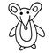 Cartoon doodle retro mouse isolated on white background.