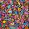 Cartoon doodles Candies seamless pattern