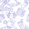 Cartoon doodles hand drawn cinema seamless pattern