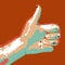 Cartoon dotted hand thumbs up. EPS10 vector buisness success like illustration