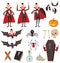 Cartoon Dracula vector symbols icons