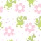 Cartoon dragons in flowers. Childish bright floral pattern in vector