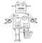 Cartoon Drawing of Big or Giant Retro Robot Walking