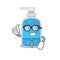 Cartoon drawing of hand wash gel Businessman wearing glasses and tie