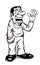 Cartoon drawing laughing man