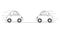 Cartoon Drawing od Two Cars Driving Against Each Other Just Moments Before Head-on Collision Crash Accident