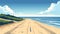 A cartoon drawing of a road leading to the ocean, AI