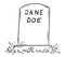 Cartoon Drawing of Unknown Jane Doe Tombstone