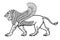 Cartoon drawing: winged  lion, a character in Assyrian mythology.