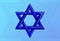 Cartoon drawn star of david symbol isolated on color background. Blue Judaism icon