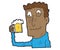 Cartoon drunk men with beer glass