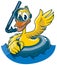 Cartoon Duck with Snorkel Mask and Inner Tube