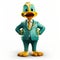 Cartoon Duck In A Stylish Teal And Yellow Suit
